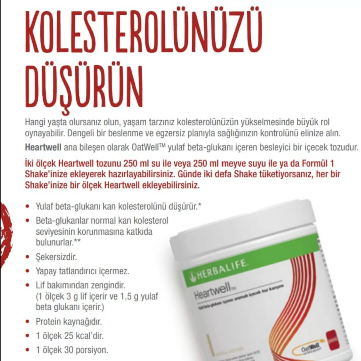 Herbalife Heartwell Yulaf Beta Glukanı İçecek Tozu